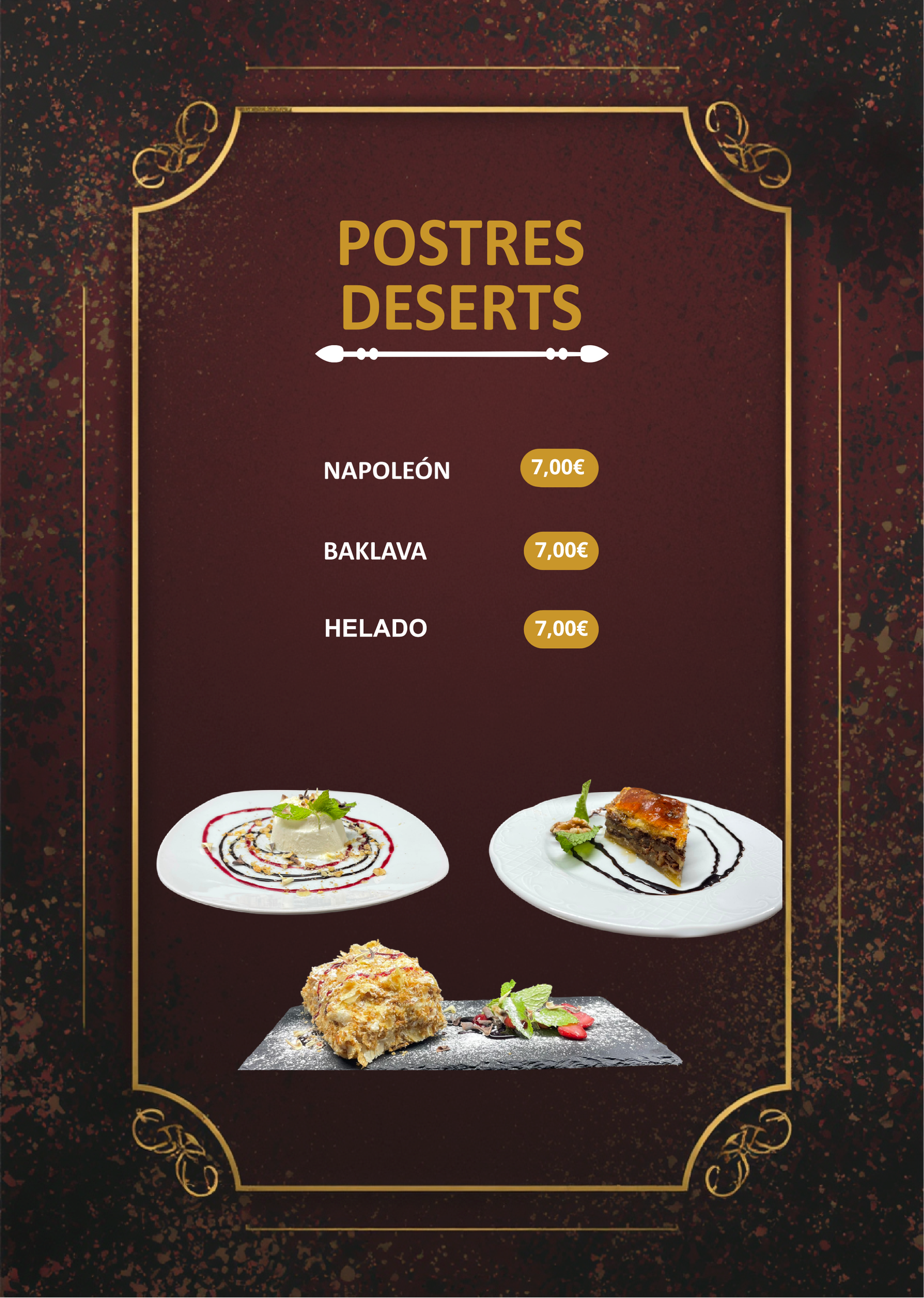 Postres Caseros Armenios: Pastel Napoleón, Baklava tradicional con nueces y miel, Helado artesanal